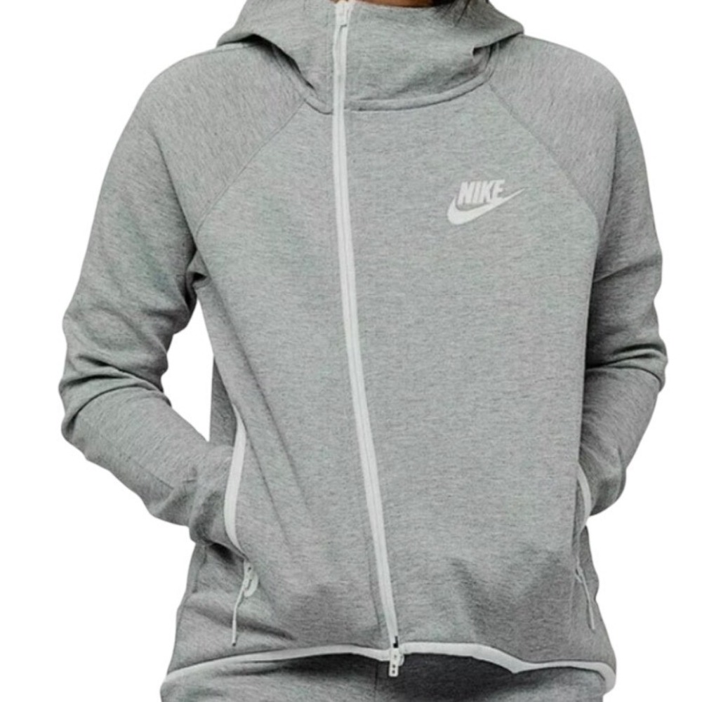 NIKE Sportswear Tech Fleece Zip Up Cape Grey/White Women's XL Hoodie 930757-‎